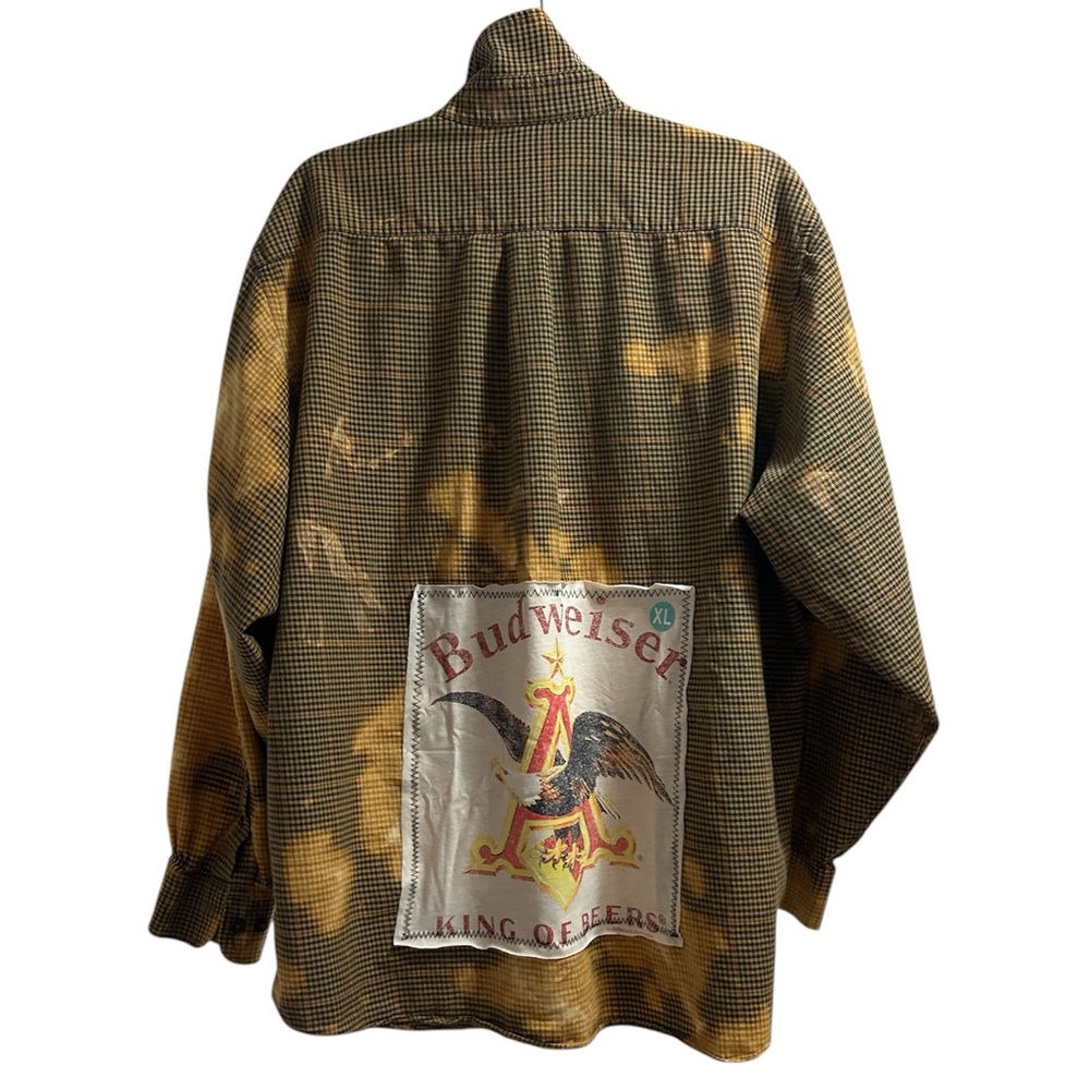 BUDWEISER BEER classic custom original ONE OF A KIND upcycled flannel creation